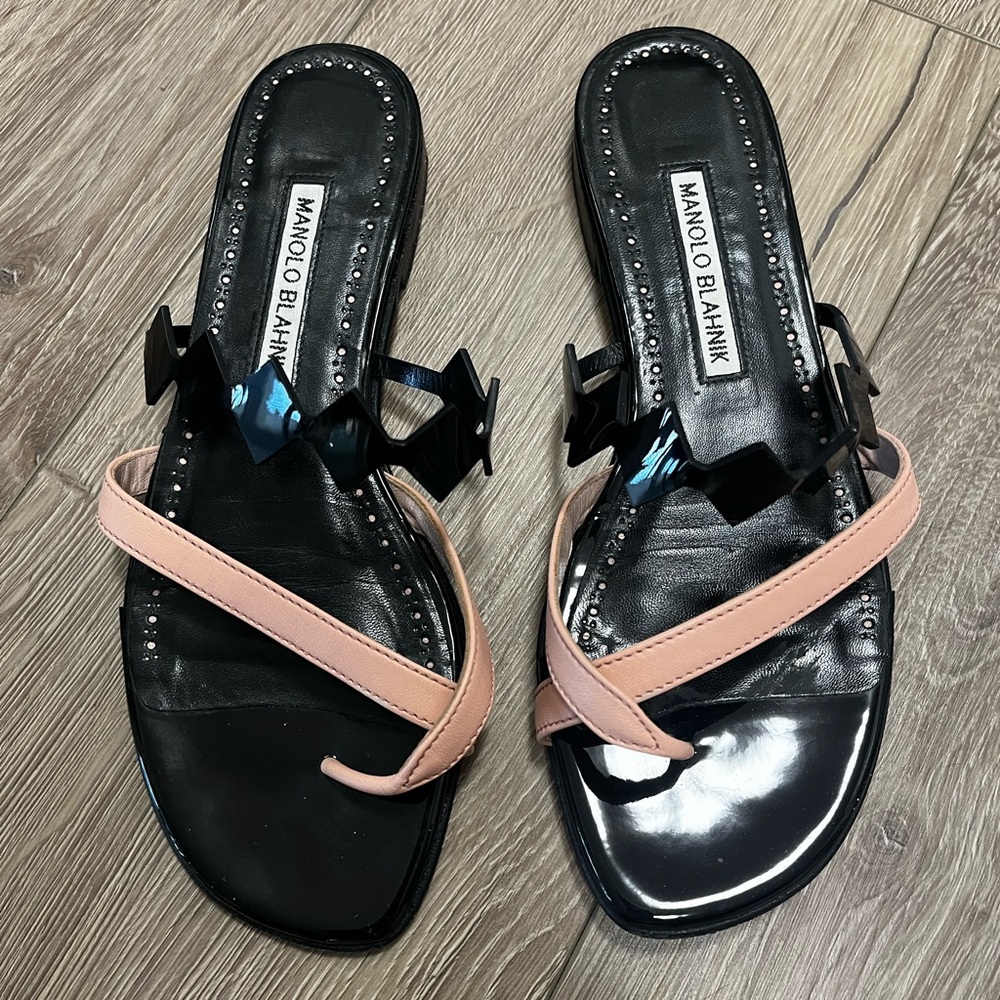Manolo Blahnik Pink/Black Sandal